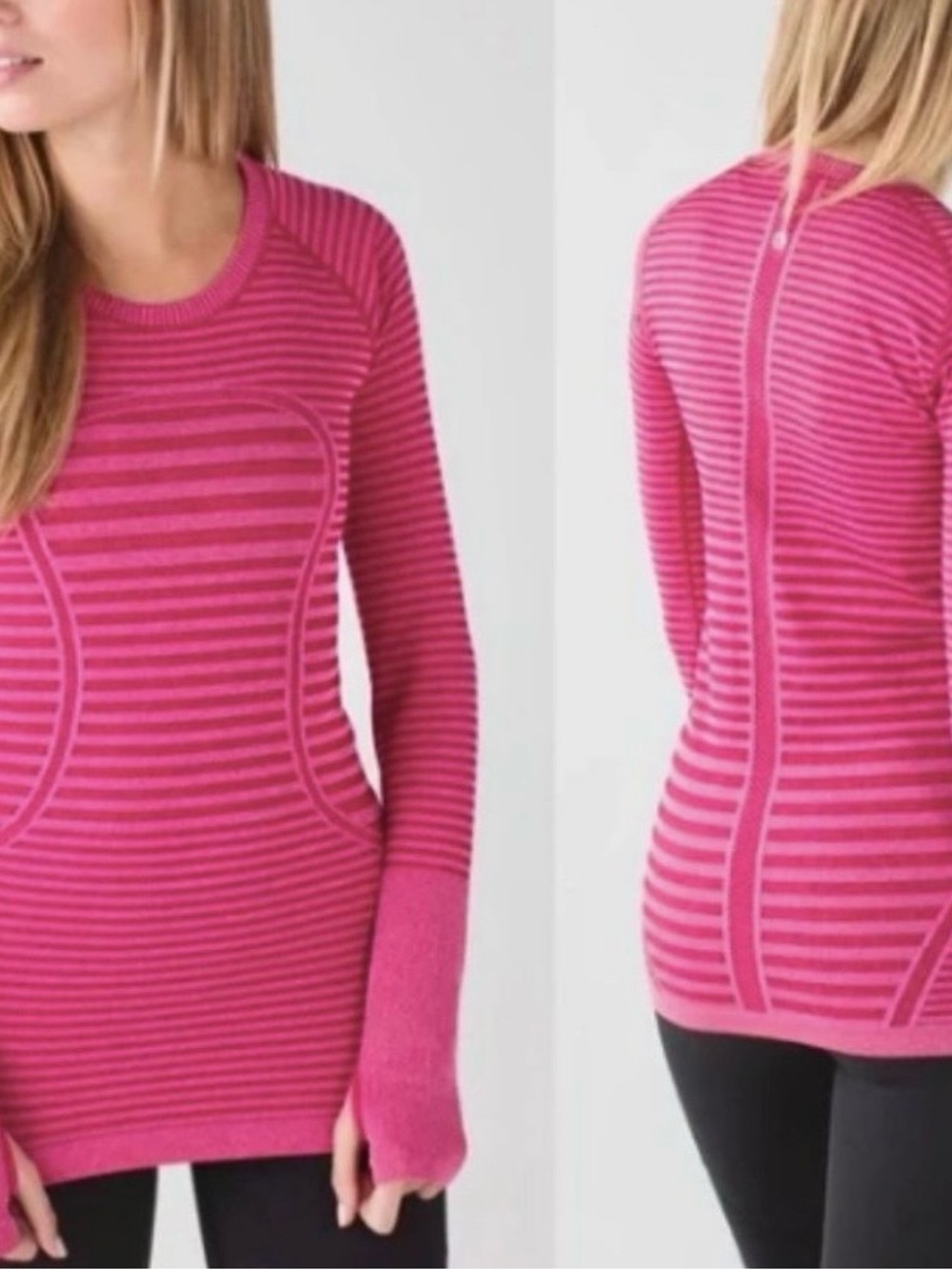 Lululemon Athletica Swiftly Tech Long Sleeve Crew Heathered Berry Rumble Size 10
